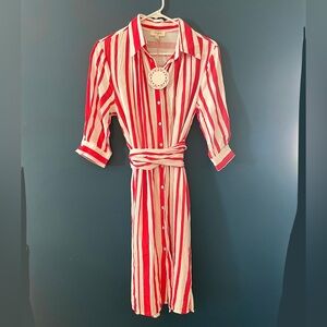 NWT Umgee Red and White Striped Wrap Dress